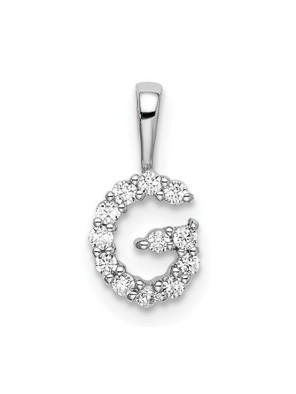 14k White Gold Small Initial G Diamond Necklace