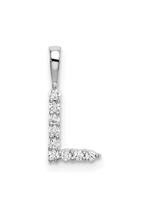 14k White Gold Small Initial L Diamond Necklace