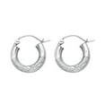 thumbnail image 1 of 14k White Gold Small Round Hoop Earrings Diamond Cut French Lock Polished Genuine Tiny 14 x 3 mm, 1 of 1
