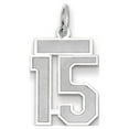 thumbnail image 1 of 14k White Gold Small Satin Number 15 Charm, 1 of 2