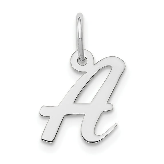 14k White Gold Small Script Initial A Charm