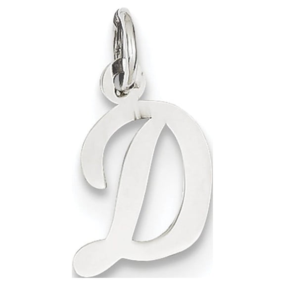 14k White Gold Small Script Initial D Charm