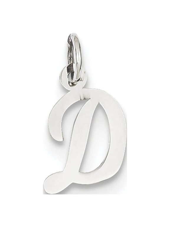 14k White Gold Small Script Initial D Charm