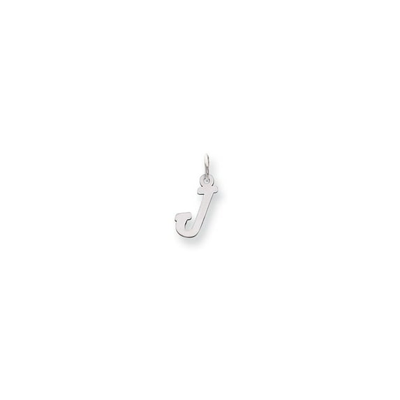 14k White Gold Small Script Initial J Charm - .3 Grams - Measures 17.6x9.1mm