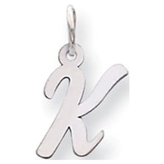 14k White Gold Small Script Initial K Charm