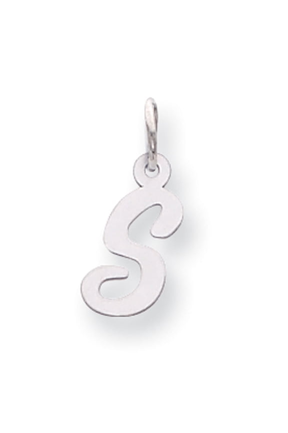 14k White Gold Small Script Initial S Charm Pendant