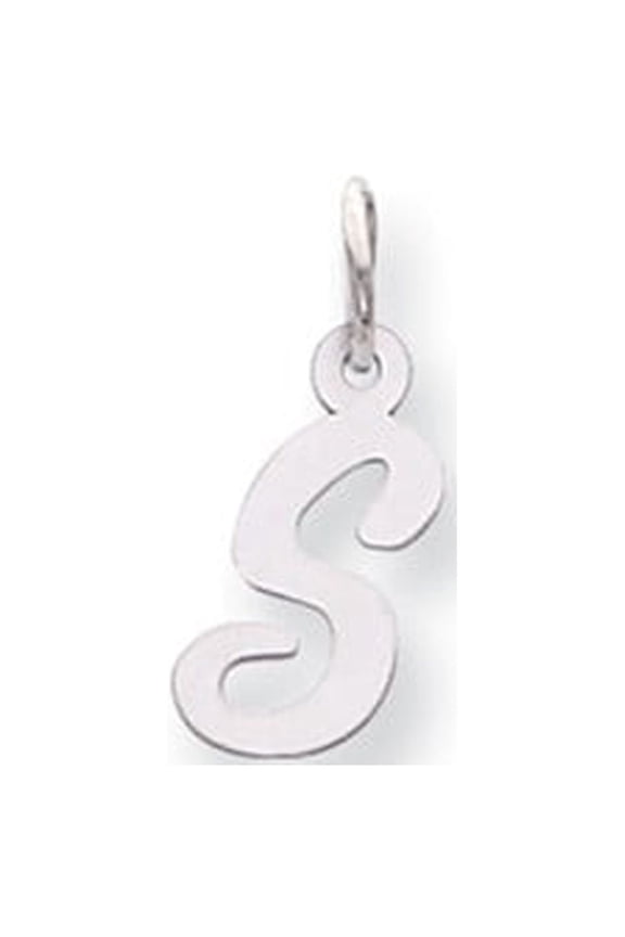 14k White Gold Small Script Initial S Charm