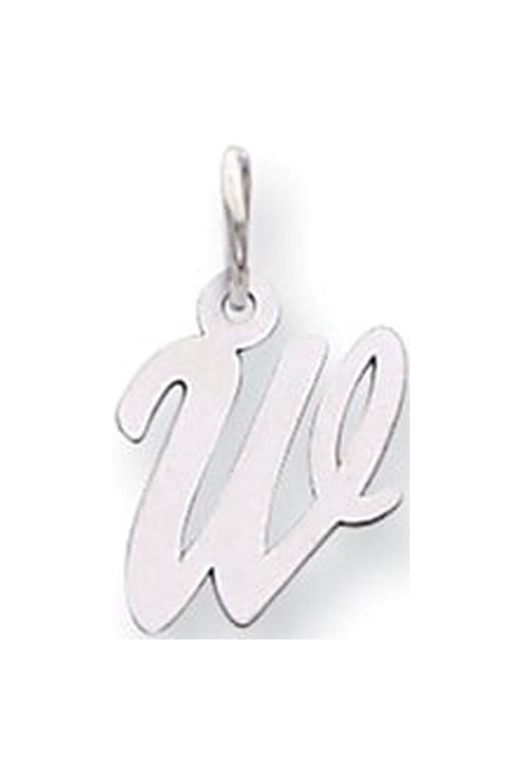 14k White Gold Small Script Initial W Charm