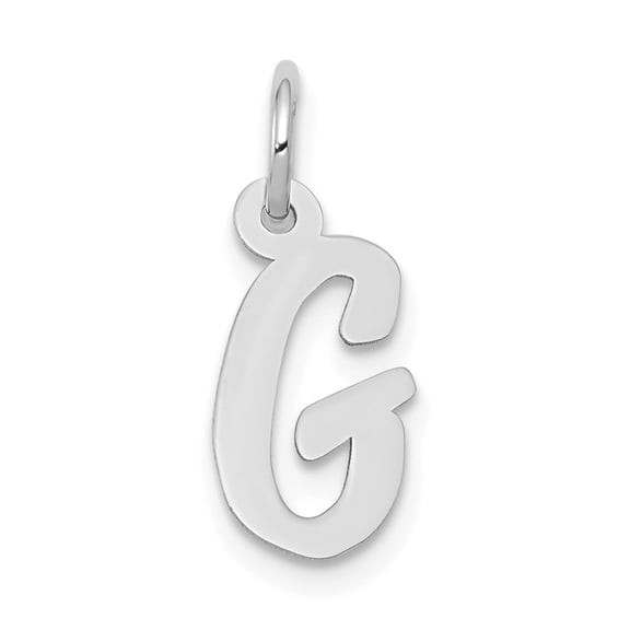 14k White Gold Small Script Letter G Initial Charm Pendant