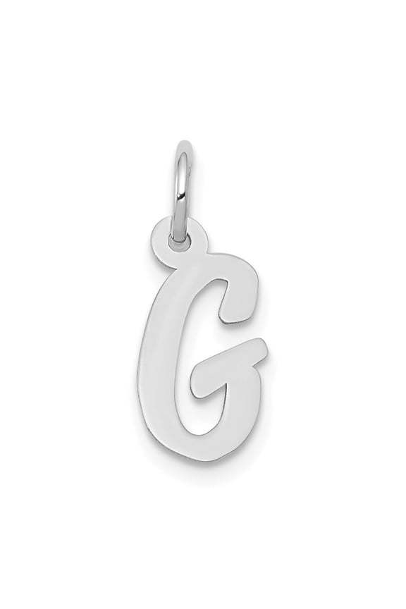 14k White Gold Small Script Letter G Initial Charm Pendant