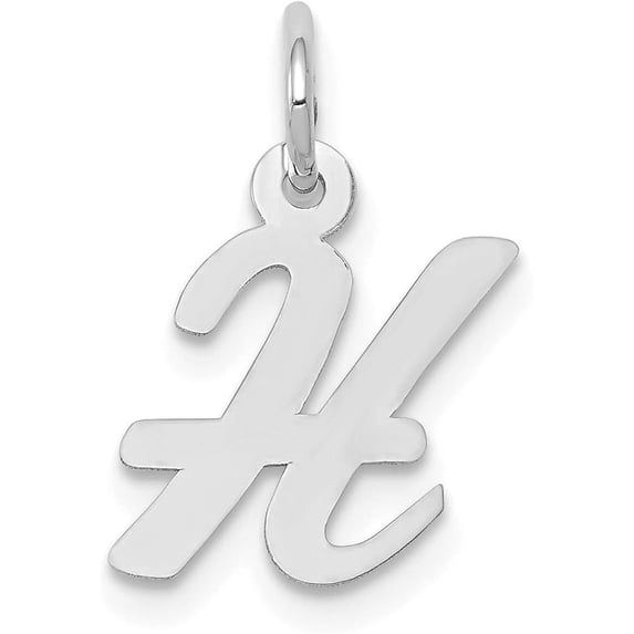14k White Gold Small Script Letter H Initial Charm