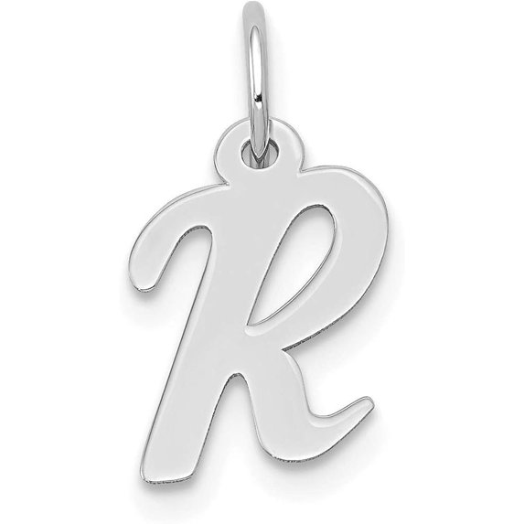 14k White Gold Small Script Letter R Initial Charm