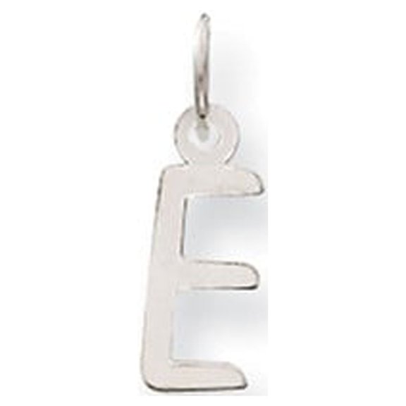 14k White Gold Small Slanted Block Initial E Charm