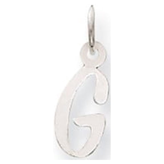 14k White Gold Small Slanted Block Initial G Charm