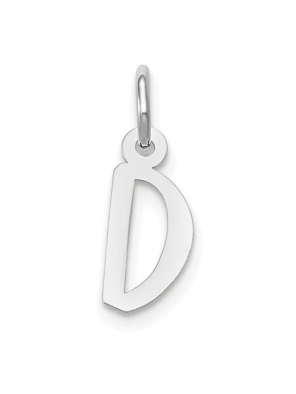 14k White Gold Small Slanted Block Letter D Initial Pendant