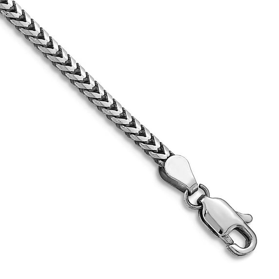 14k White Gold Solid 2.5mm Franco Chain Bracelet 8 Inch Lobster Claw Link Bracelet for Women and Men