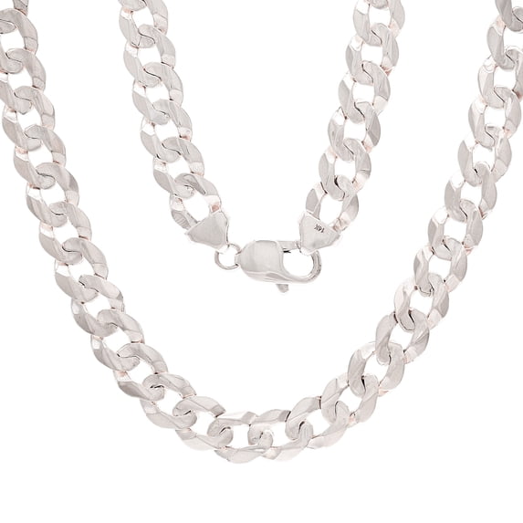 "14k White Gold Solid Curb Cuban Link Chain Necklace 20"" 9mm 42.4 grams" - White,20"