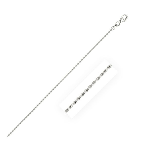 14k White Gold Solid Diamond Cut Rope Chain 1.5mm 22 in