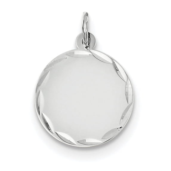 14k White Gold Solid Etched .013 Gauge Engraveable Round Disc Charm Pendant