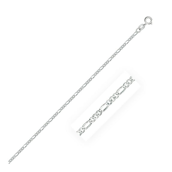 14k White Gold Solid Figaro Chain 1.9mm 24 in