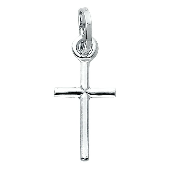 14k White Gold Solid Latin Religious Faith Cross 10x25mm Necklace Pendant Necklace for Women