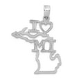 thumbnail image 1 of 14k White Gold Solid Michigan State Pendant Necklace 25x20mm Wide Pendant for Women - .7 Grams, 1 of 2