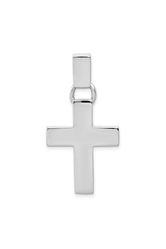 14k White Gold Solid Modern Cross Charm Pendant