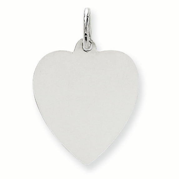 14k White Gold Solid Plain .011 Gauge Engravable Heart Charm Pendant