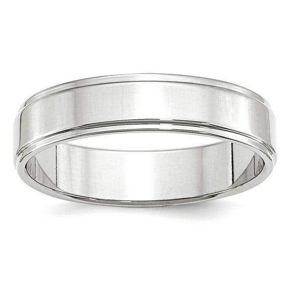 14k White Gold Solid Polished 5mm Flat With Step Edge Band Size 13.5 Ring Ring for Women and Men