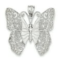 thumbnail image 1 of 14k White Gold Solid Polished Diamond-cut Filigree Butterfly Pendant, 1 of 5