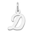 thumbnail image 1 of 14k White Gold Solid Polished Laser-cut Small Script Letter Name Personalized Monogram Initial D Charm 13.2x10.38mm Wide, 1 of 2