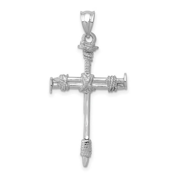 14k White Gold Solid Polished Nail Religious Faith Cross Pendant Necklace Measures 31x19mm - Pendant for Women