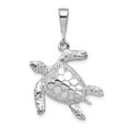 thumbnail image 1 of 14k White Gold Solid Polished Open-Backed Sea Turtle Pendant Charm, 1 of 3