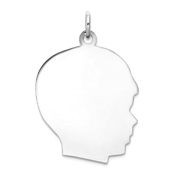 14k White Gold Solid Polished Plain Large Facing Right Eng-able Charm 30x20mm Wide Pendant Necklace for Women