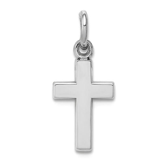 14k White Gold Solid Polished Religious Faith Cross Charm 12x9mm Pendant Necklace for Women