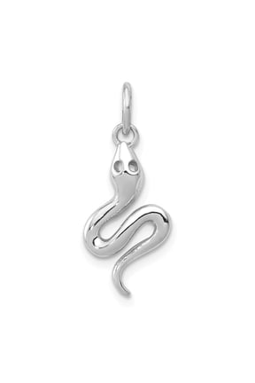 14k White Gold Solid Polished Snake Charm