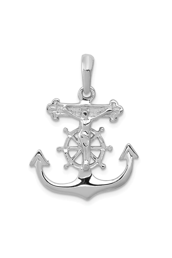 14k White Gold Mariners Cross Pendant - 1.9 Grams - Measures 28.9x20.7mm