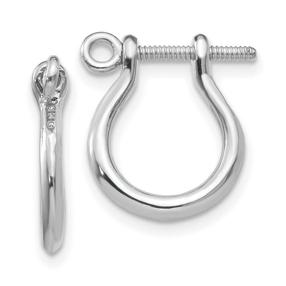 14k White Gold Solid Shackle Link Screw Earrings