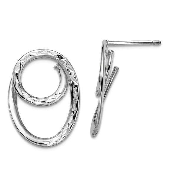 14k White Gold Sparkle-Cut Post Long Drop Dangle Earrings 23.25x14.5mm Wide Dangle Earring for Women