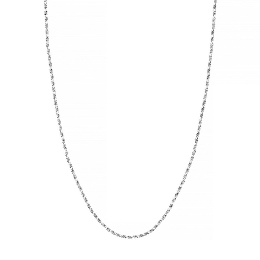 14k White Gold Sparkle Cut Rope Chain Necklace 2.15mm Lobster Claw ...