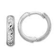 thumbnail image 1 of 14k White Gold Sparkle-Cut X Satin 3x13mm Hinged Hoop Earrings 12.6x13.77mm Wide 3.37mm T Hoop Earring for Women, 1 of 2