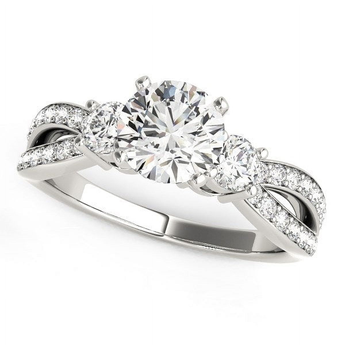 14k White Gold Split Shank Round Diamond Engagement Ring (1 5/8 cttw ...