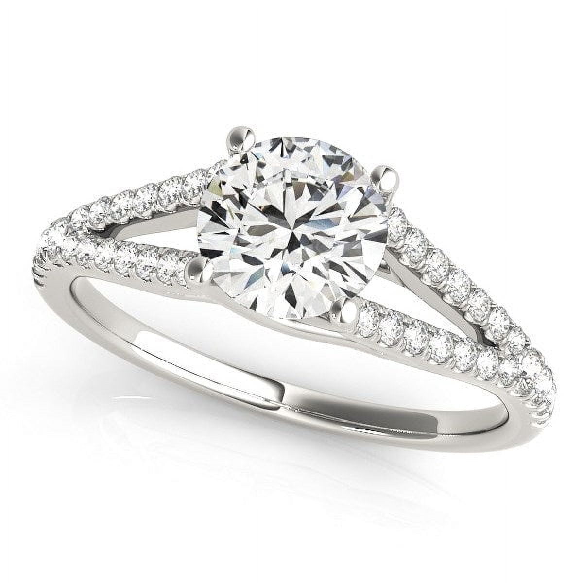 14k White Gold Split Shank Round Pronged Diamond Engagement Ring (1 1/8 ...