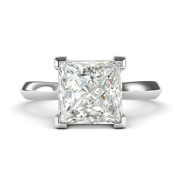 14k White Gold Square 8mm Simulated Princess Cut Diamond Engagement Ring Knife Edge Promise Bridal Ring (9)