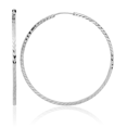 thumbnail image 1 of 14K Solid White Gold Square Tube Endless Round Large Hoop Earrings, 1 of 10