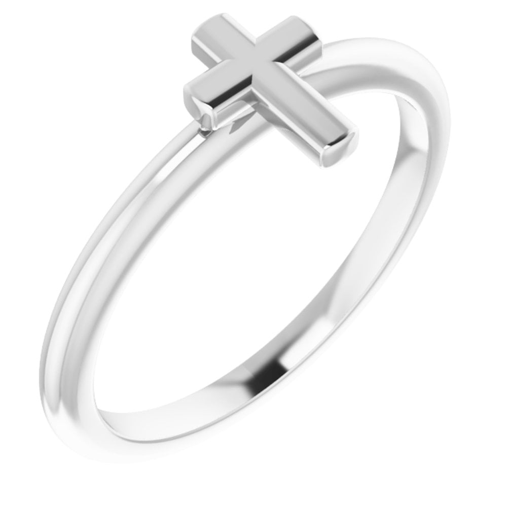 14k White Gold Stackable Cross Religious Fashion Ring Fine Jewelry For ...