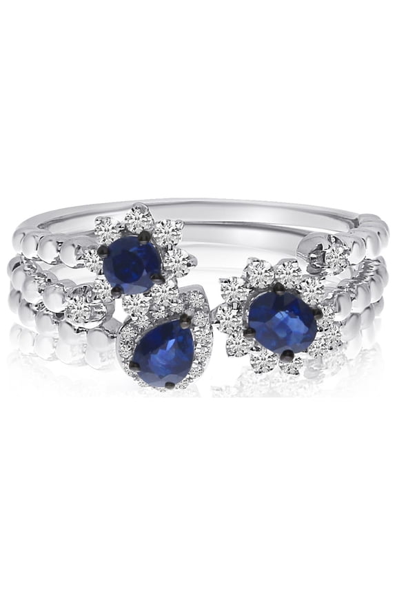 14k White Gold Stackable Sapphire and Diamond S/3 Rings