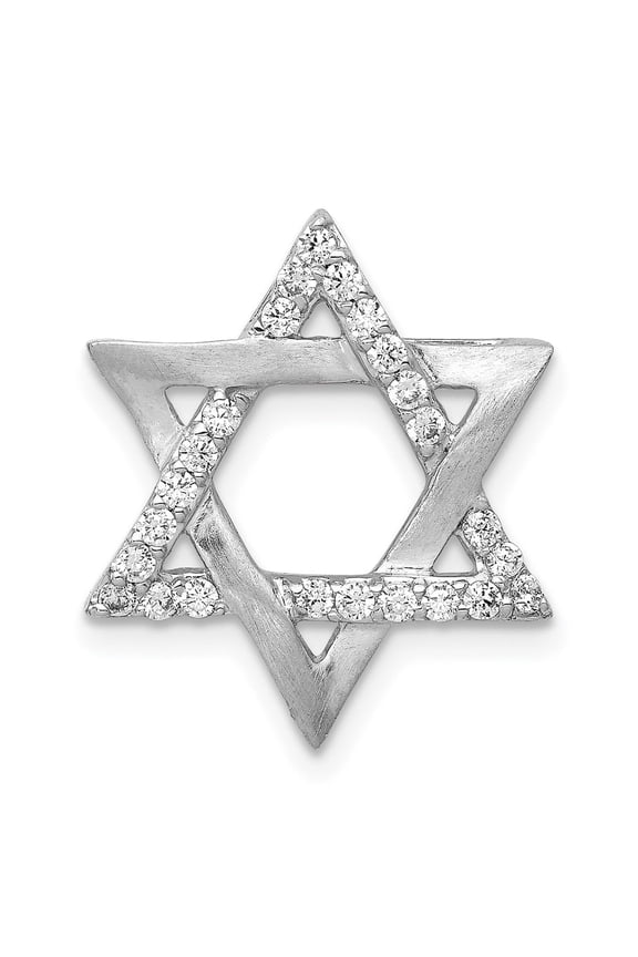 14k White Gold Star of David Pendant with Diamond Accents and Polished Surface for Women or Unisex Wear, Symbolic Jewish Religious Necklace, Fine Judaica Faith Jewelry