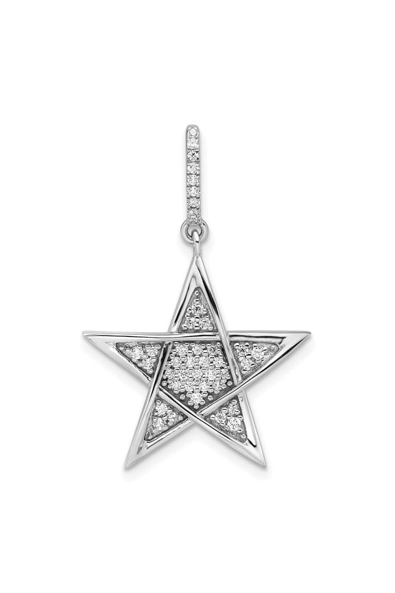 14k White Gold Star Pendant Necklace for Women with Diamond Accents, Five-Pointed Celestial Charm Symbolizing Hope and Guidance, Elegant Modern Fine Jewelry