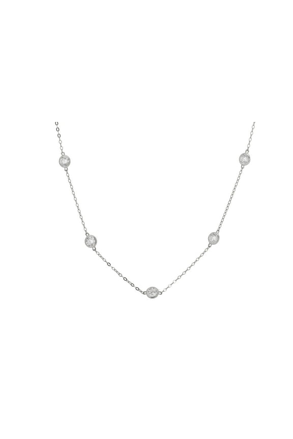 14k White Gold Station Necklace